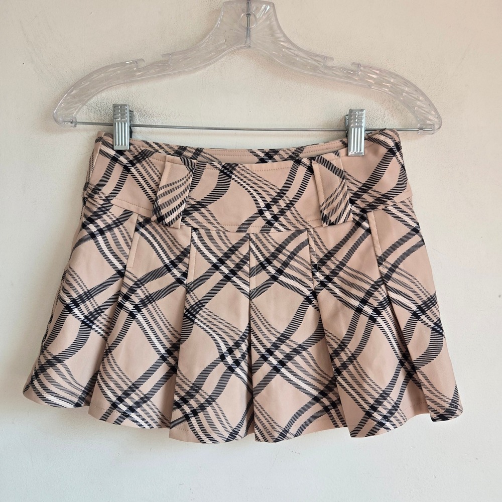 I.AM.GIA XXS Carmel Plaid Pleated Mini Skirt Casual Streetwear Y2K Bratz Style